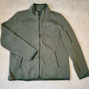 L.L. Bean Sweater Fleece Jacket Full Zip Olive Green Zipper Pockets Size XL Cozy